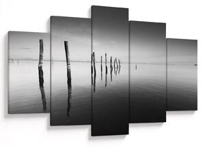 Tablou cu nivelul de lac alb negru (150x105 cm)