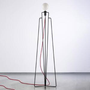 GRUPA Model M1 lampă podea LED negru, cablu roșu