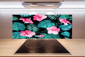 Sticlă printata bucătărie flori tropicale