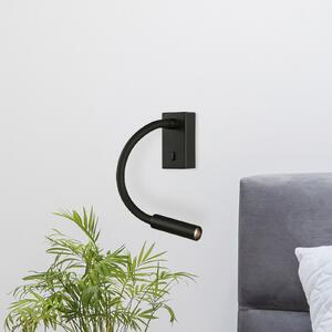 ACB ILUMINACIÓN Lumină de citit cu LED montată pe perete Cio, întrerupător, braț flexibil, 930,, Negru, dormitor, Aluminiu, Modern