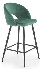 Scaun bar H96, verde inchis/negru, stofa/otel, 48x49x89 cm