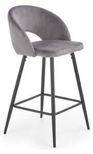 Scaun bar H96, gri/negru, stofa/otel, 48x49x89 cm