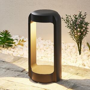 Lucande lampă cu soclu LED Habsa, 30 cm, antracit, metal, Negru, Metal, Modern
