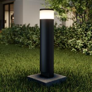Lucande Lampă LED cu soclu Corban, gri, ușă, prize, IP44, Negru, Aluminiu, Modern