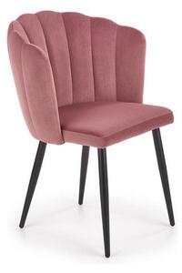 Scaun tapitat K386, roz/negru, stofa catifelat/metal, 60x58x84 cm