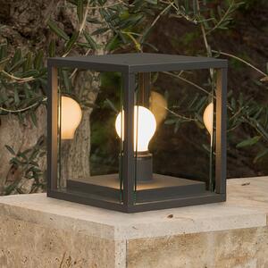 FARO BARCELONA Lampă cu soclu Nala în formă de cub, gri închis, Gri, Metal, Modern, Felinar