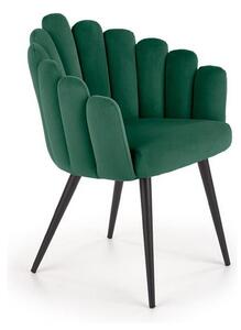 Scaun tapitat K410, verde/negru, stofa catifelata/metal, 65x62x85 cm