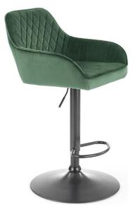 Scaun bar H103, verde inchis/negru, stofa catifelata/otel, 55x55x92/11