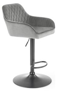 Scaun bar H103, gri - Bluvel 14/negru, stofa catifelata/otel, 55x55x92