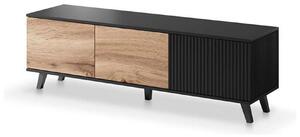 Comoda TV RANDOM , stejar wotan/negru, PAL furniruit, 150x40x47 cm