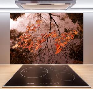 Panou sticlă decorativa bucătărie frunze de apa