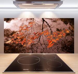 Panou sticlă decorativa bucătărie frunze de apa