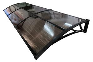 Copertină ECO de ușă 360×100cm marchiză adăpost acoperiș negru-bronz