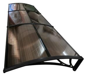 Copertină ECO de ușă 360×100cm marchiză adăpost acoperiș negru-bronz