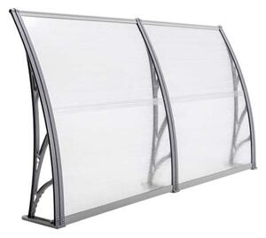 Copertină ECO de ușă 200x100cm marchiză adăpost acoperiș gri-transparent
