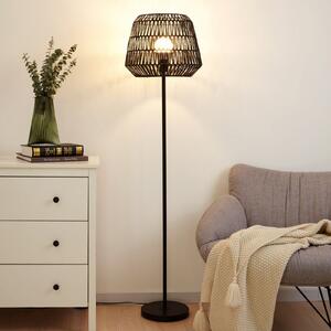 Pauleen Timber Pearl lampă podea abajur împletit, Negru, Camera de zi / sufragerie, Hârtie / Carton
