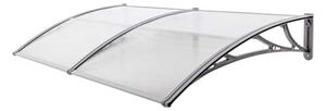 Copertină ECO de ușă 200x100cm marchiză adăpost acoperiș gri-transparent