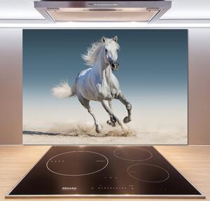 Panou sticlă bucătărie cal alb în galop
