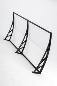 Copertină ECO de ușă 200x100cm marchiză adăpost acoperiș negru-transparent