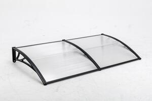 Copertină ECO de ușă 240x60cm marchiză adăpost acoperiș negru-transparent