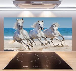 Panou sticlă decorativa bucătărie White Beach Horse