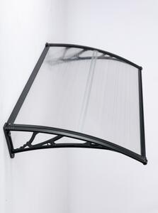 Copertină ECO de ușă 80x60cm marchiză adăpost acoperiș negru-transparent