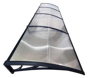 Copertină ECO de ușă 400x100cm marchiză adăpost acoperiș negru-transparent