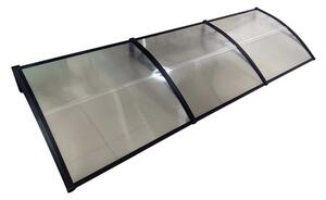 Copertină ECO de ușă 300x60cm marchiză adăpost acoperiș negru-transparent