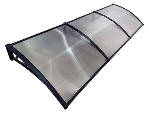 Copertină ECO de ușă 300×80cm marchiză adăpost acoperiș negru-transparent