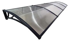 Copertină ECO de ușă 400×120cm marchiză adăpost acoperiș negru-transparent