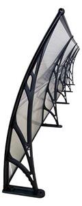 Copertină ECO de ușă 300×80cm marchiză adăpost acoperiș negru-transparent