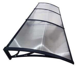 Copertină ECO de ușă 300×80cm marchiză adăpost acoperiș negru-transparent