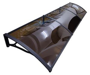 Copertină PRO Alu+Plexiglas de ușă 360x80cm marchiză adăpost acoperiș negru-bronz