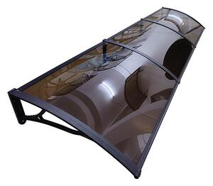 Copertină PRO Alu+Plexiglas de ușă 360x80cm marchiză adăpost acoperiș negru-bronz