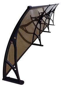 Copertină PRO Alu+Plexiglas de ușă 360x80cm marchiză adăpost acoperiș negru-bronz