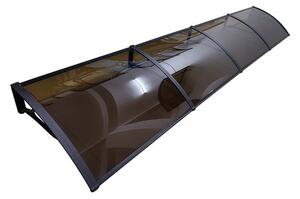 Copertină PRO Alu+Plexiglas de ușă 360x150cm marchiză adăpost acoperiș negru-bronz