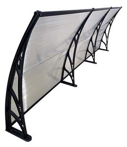 Copertină ECO de ușă 300x60cm marchiză adăpost acoperiș negru-transparent