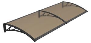 Copertină PREMIUM de ușă 200x80cm / marchiză / adăpost / acoperiș - brațe negre - placă 6mm întreagă bronz