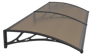 Copertină PREMIUM de ușă 150x100cm / marchiză / adăpost / acoperiș - brațe negre - placă 6mm întreagă bronz
