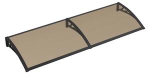 Copertină PREMIUM de ușă 200x60cm / marchiză / adăpost / acoperiș - brațe negre - placă 6mm întreagă bronz