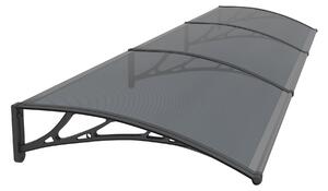 Copertină PREMIUM de ușă 300x80cm / marchiză / adăpost / acoperiș - brațe negre - placă 6mm întreagă antracit