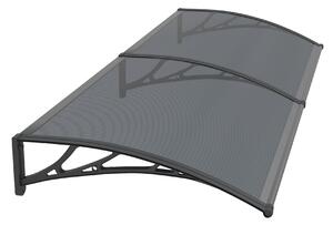 Copertină PREMIUM de ușă 150x150cm marchiză adăpost acoperiș - brațe negre - placă 6mm întreagă antracit