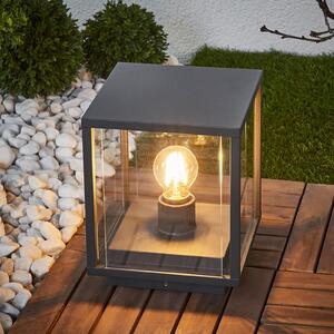 Lucande Lampă cu soclu Annalea, 24,5 cm, antracit, IP54, reglabil, Negru, Metal, Modern