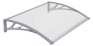 Copertină PREMIUM de ușă 60x60cm / marchiză / adăpost / acoperiș - brațe gri - placă 6mm întreagă transparent