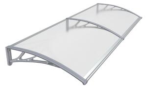 Copertină PREMIUM de ușă 200x60cm / marchiză / adăpost / acoperiș - brațe gri - placă 6mm întreagă transparent