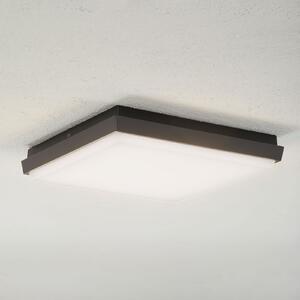 Lucande Plafonieră LED pentru exterior Amra, 30 cm, unghiulară, antracit, Negru, Plastic, Modern, Perete unghiular