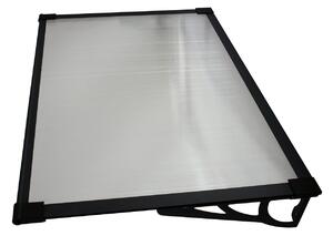 Copertină MAX PRO Otel+Alu+Policarbonat de ușă 120x80cm marchiză adăpost acoperiș negru-transparent