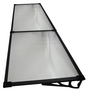 Copertină MAX PRO Otel+Alu+Policarbonat de ușă 200x80cm marchiză adăpost acoperiș negru-transparent