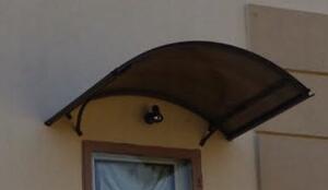 Copertină ARCADA PRO Alu cu jgheab + Policarbonat de ușă 140x90cm marchiză adăpost acoperiș maro-bronz