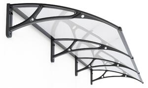 Copertină PRO Alu+Plexiglas de ușă 360x80cm marchiză adăpost acoperiș negru-transparent